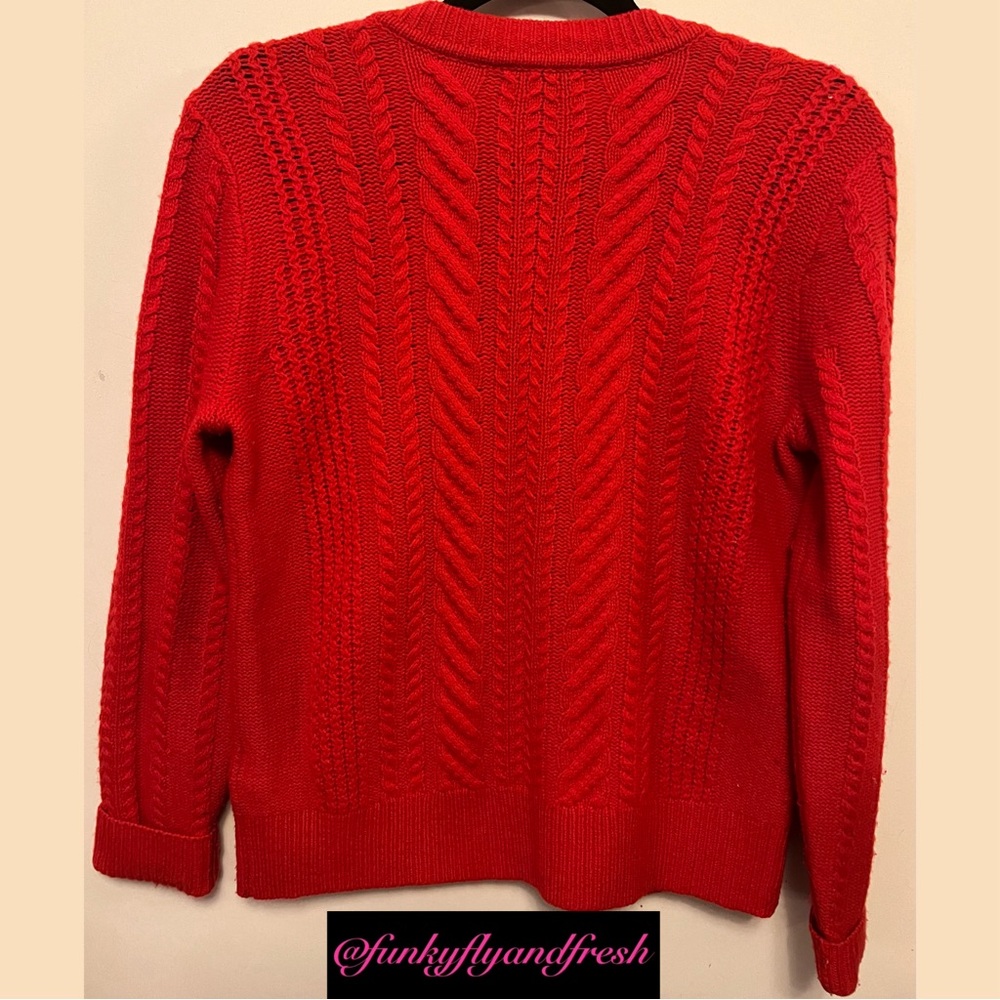JCrew Pure Wool
Cable Knit Sweater size
Medium 
Red Wild Fire